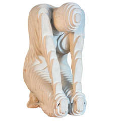 1970's white painted wood woman sculpture