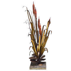 1960's Gilt Metal "Bulrush" Free Standing Lamp