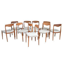 1960s set of 10 Danish dining chairs