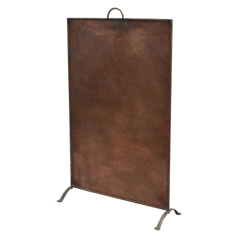 19th century copper fire screen For Sale