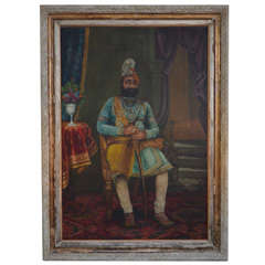 19th century oil on canvas "Maharaja" painting signed by K.LALL