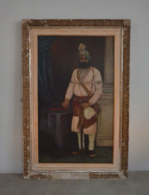19th century oil on canvas "Maharaja" painting signed by K. LALL
