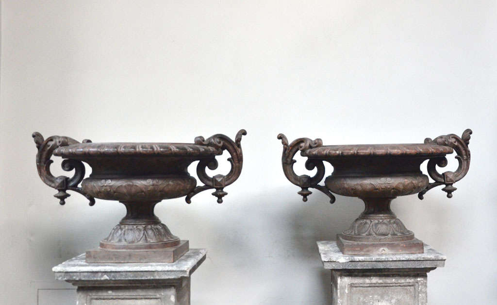 19th Century Pair Of Cast Iron Cache Pots
