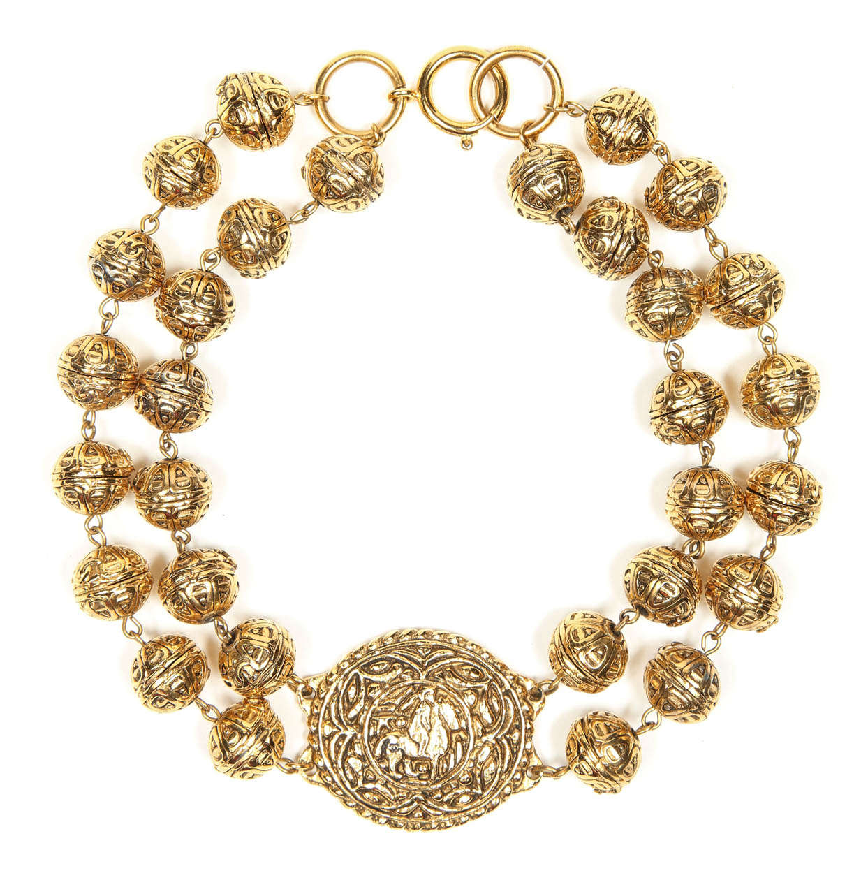 Chanel Byzantine Style Beaded Medallion Necklace 2