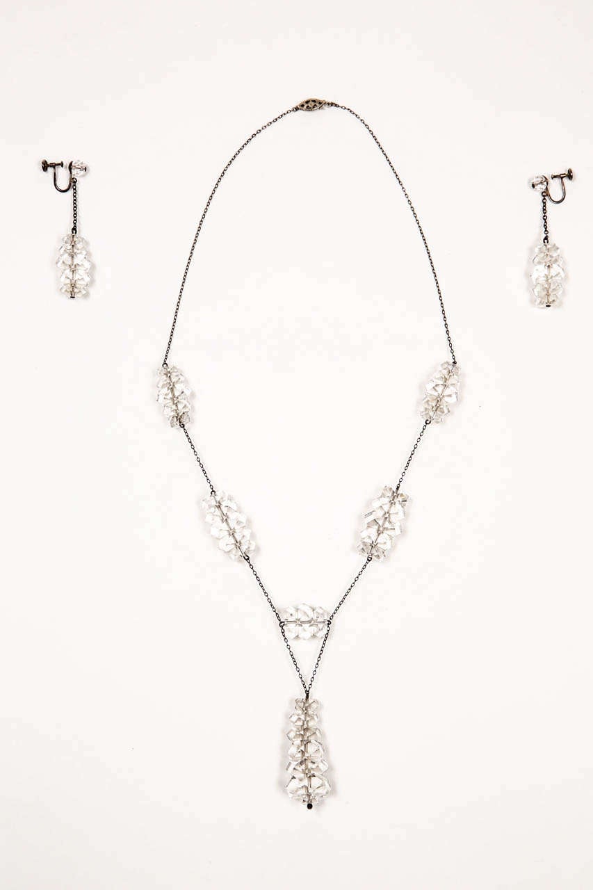 Russian Rock Crystal & Sterling Necklace & Earring Set 5