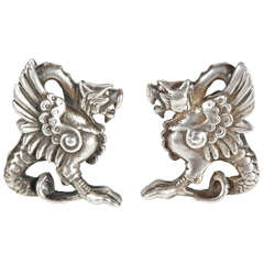 Pair of Sterling Silver Griffin Cufflinks
