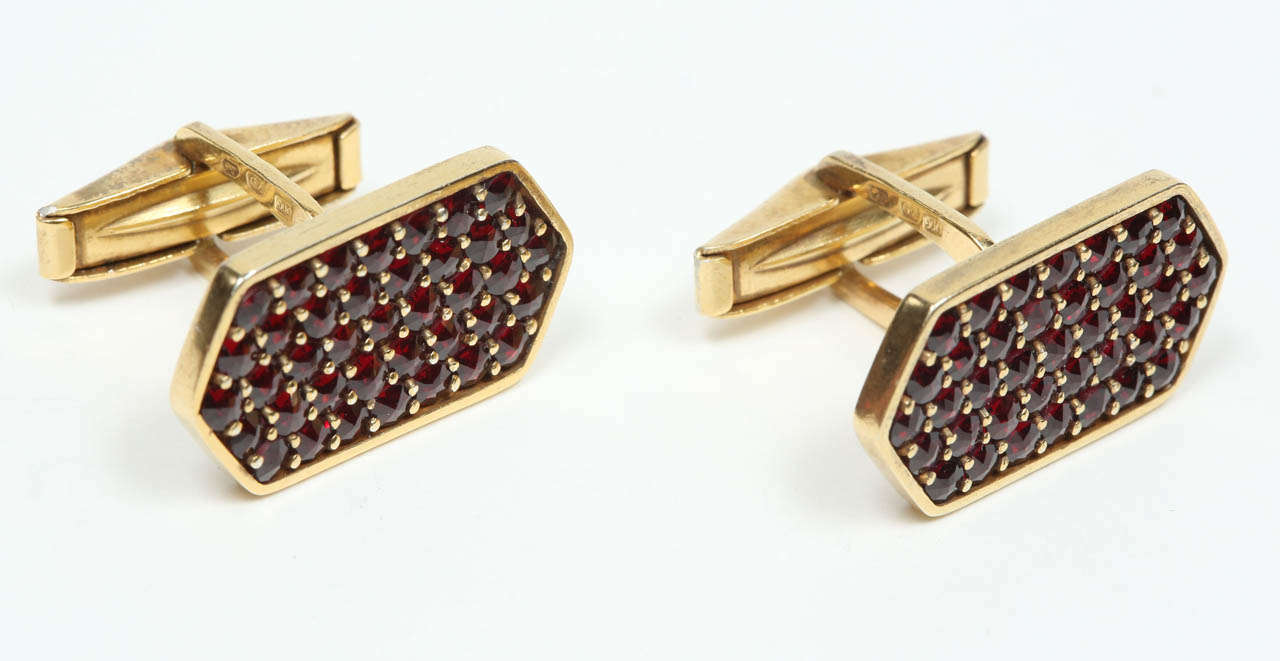 Pair of Vermeil and Pave Set Garnet Cufflinks In Excellent Condition In Los Angeles, CA