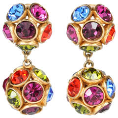 Colorful Crystal Drop Ear Clips