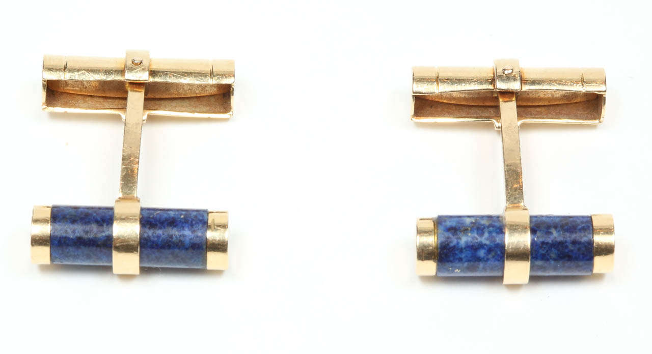 Pair of Gold Lapis Lazuli Cufflinks at 1stDibs