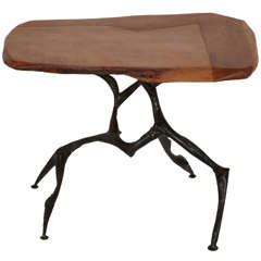 Iron and oak coffee side table, 2013, by Manuel Simon.