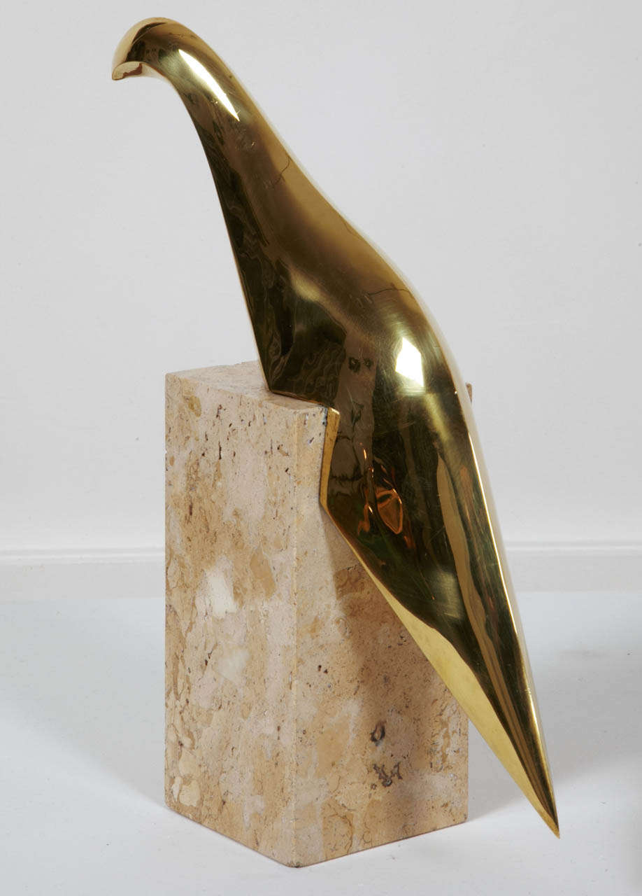 Polished Bronze Bird 1980 by Philippe Jean In Good Condition In Paris, FR