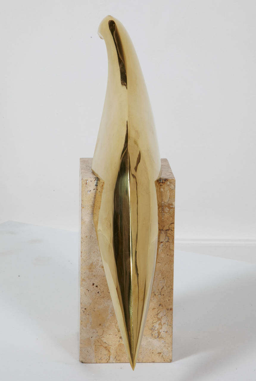 20th Century Polished Bronze Bird 1980 by Philippe Jean