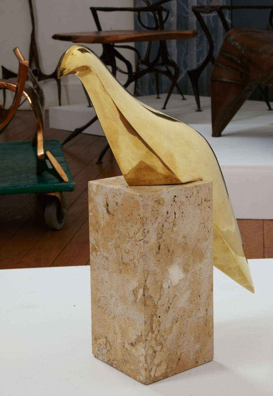 Polished Bronze Bird 1980 by Philippe Jean 1