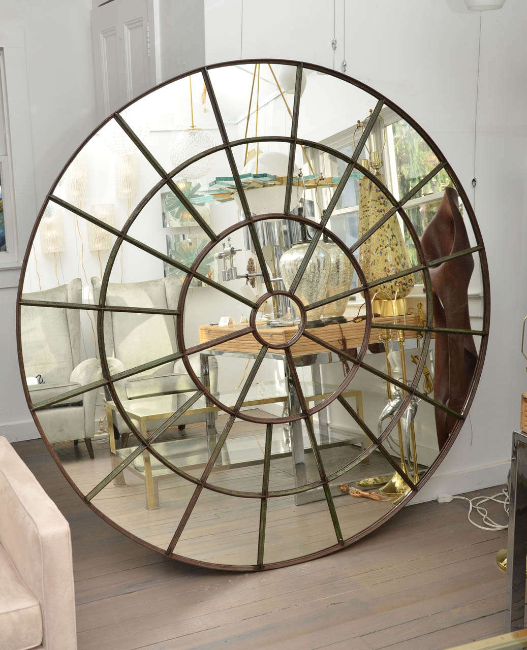 Architectural mirrored conservatory circular window from France, circa 1920s.