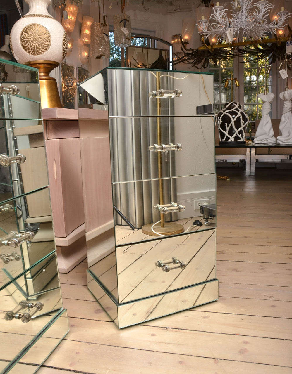 Pair of Mirrored Night Stands