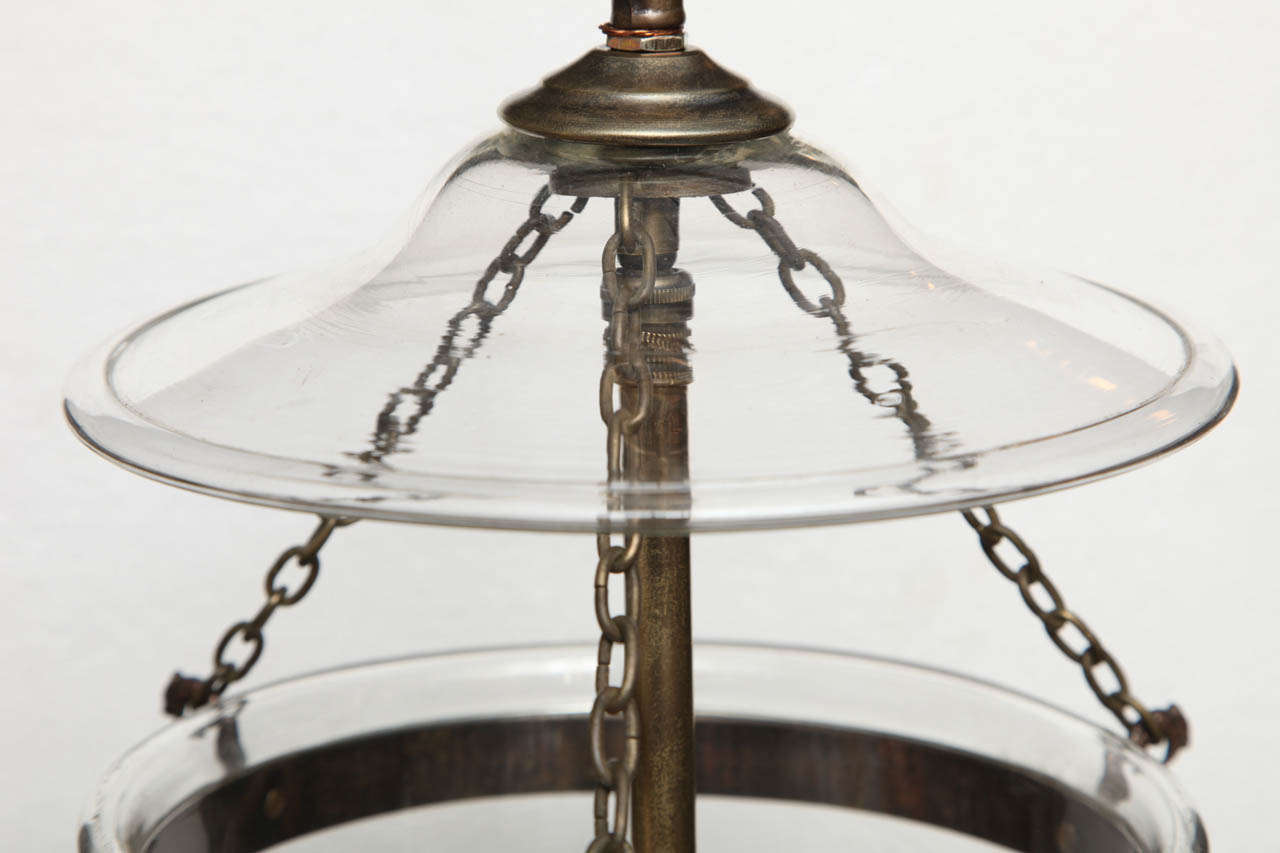 20th Century Antique glass bell jar with etchings For Sale