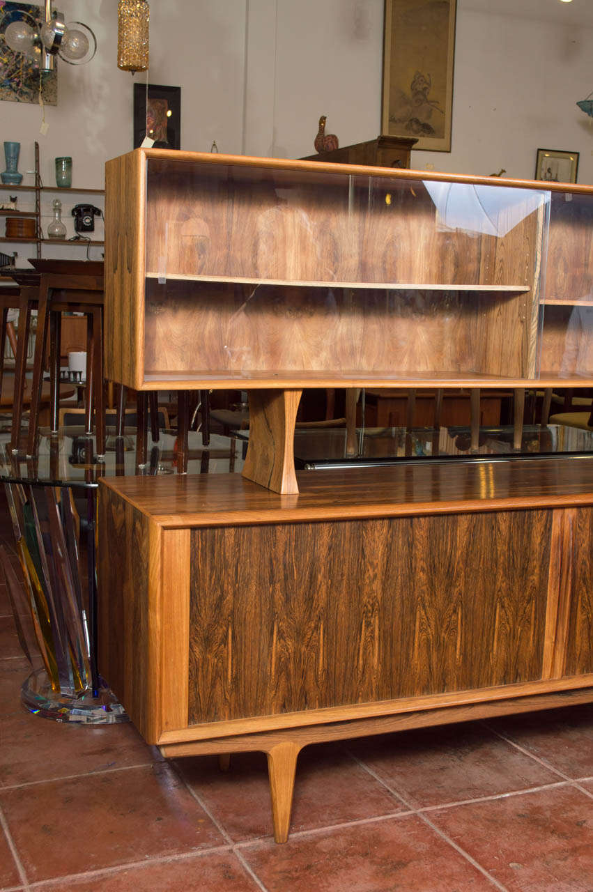Mid-20th Century Danish Rosewood Credenza and Hutch Bernhard Pederson & Sons