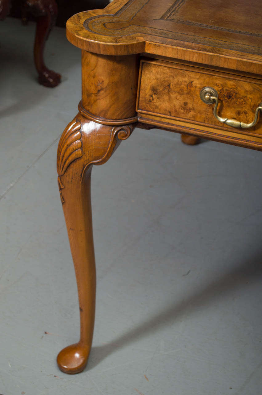 Brass 1850's English Walnut Partners Desk