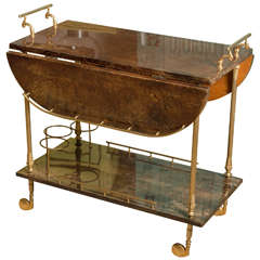 Retro 1960's Aldo Tura Goat Skin Covered Bar/Serving Cart