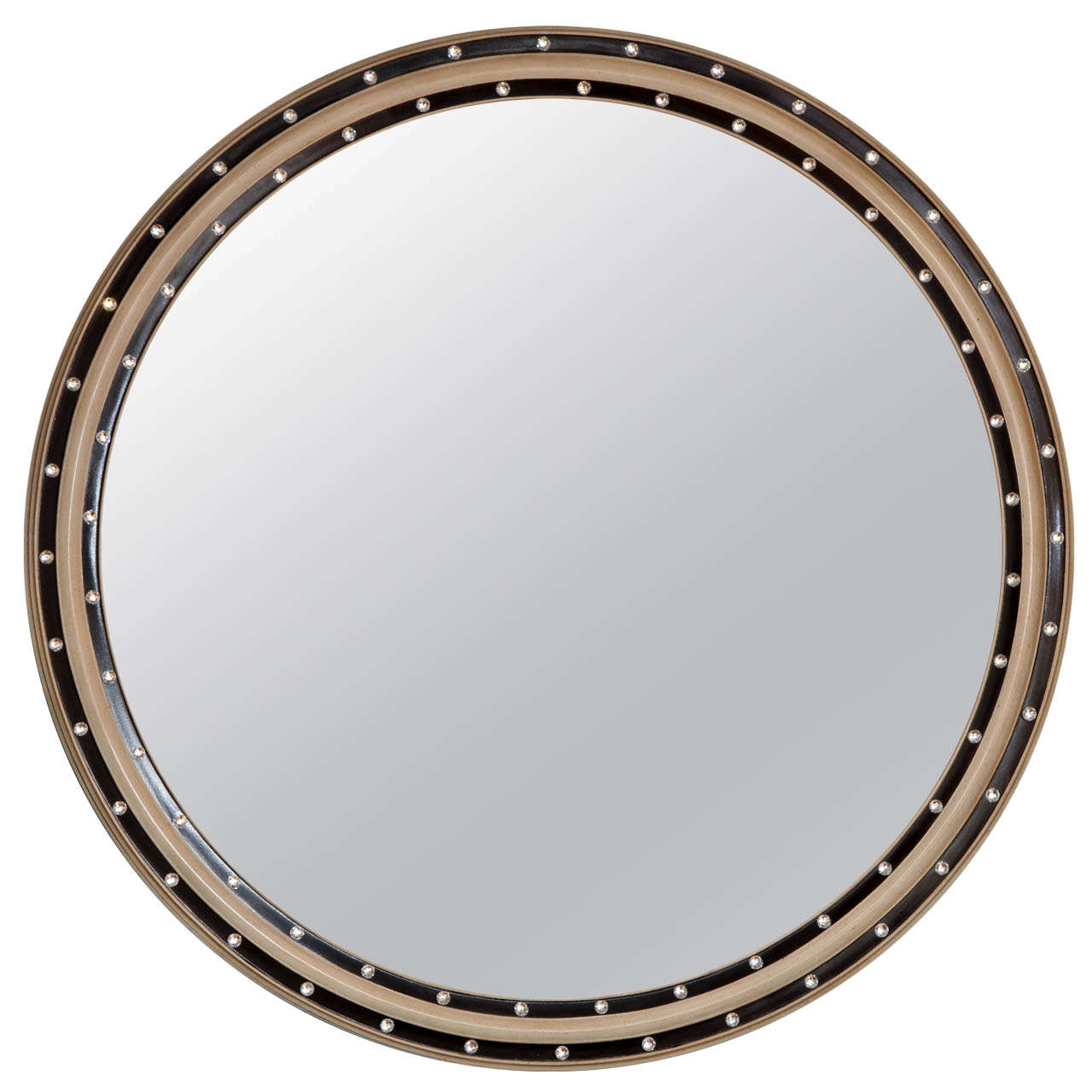 New Round Painted Wall Mirror with Swarovski Crystals For Sale