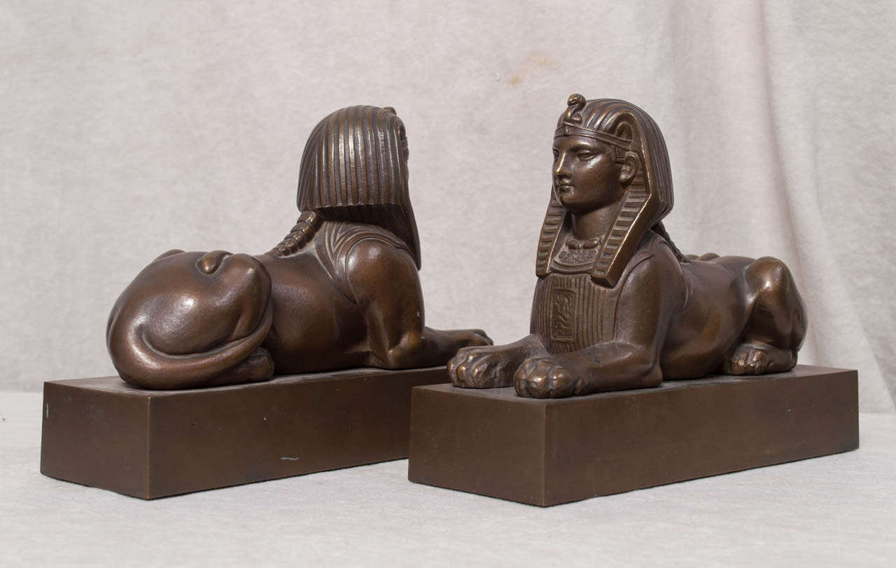 American Pair of Egyptian Revival Sphinx Bookends