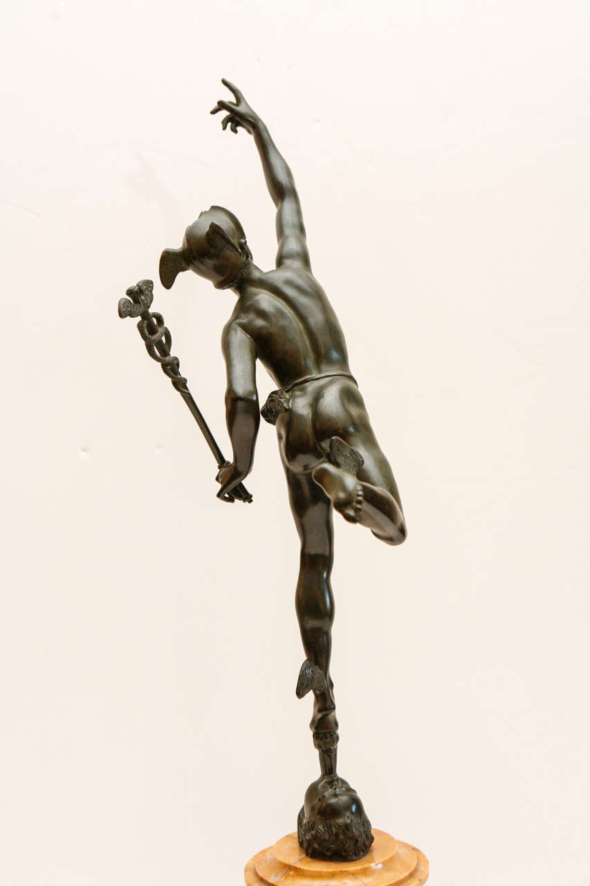 Cast 19th Century Winged Mercury Sculpture
