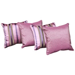 British Colonial Handmade Set of Four Silk Pillows by Arlene Angard