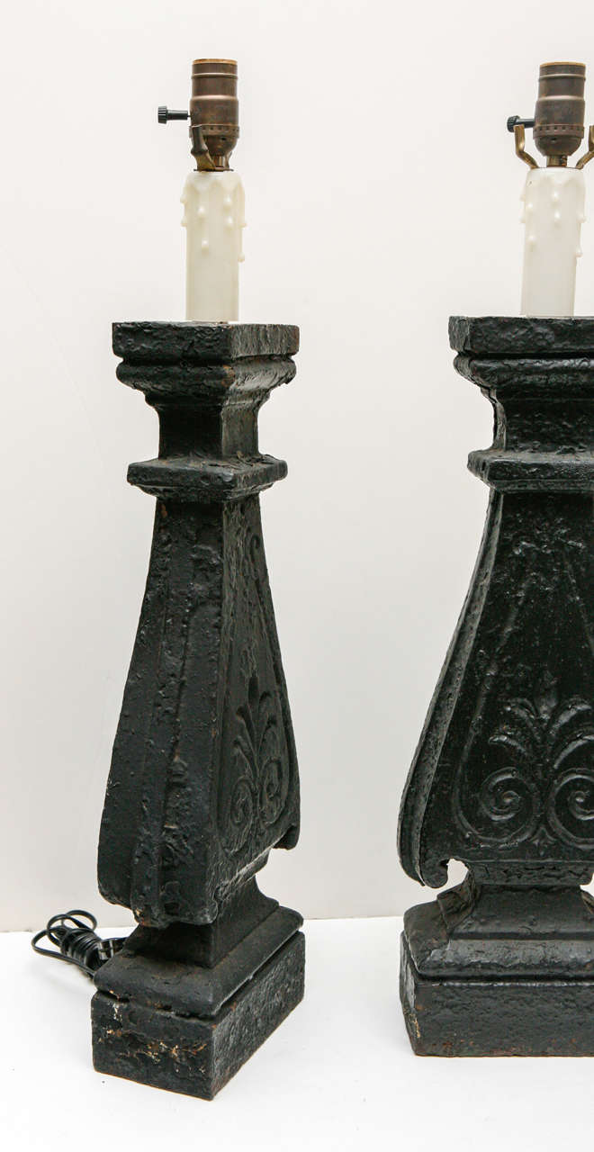 Pair of Architectural Element Lamps In Distressed Condition For Sale In Los Angeles, CA