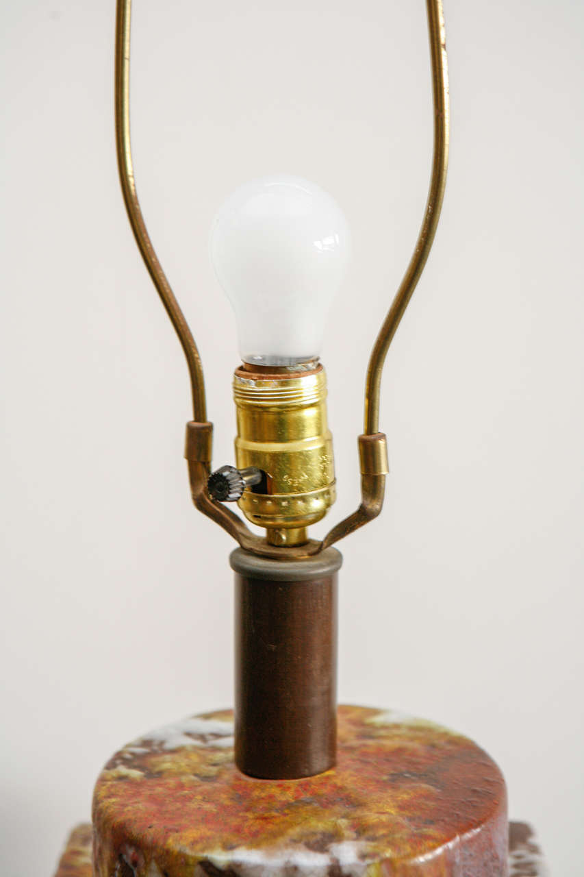 Lampe vintage de Studio Pottery avec abat-jour en vente 1
