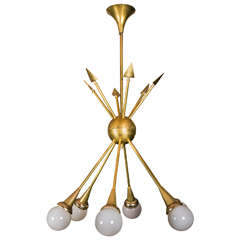 Beautiful  Six-Arm Arrow Chandeliers with Murano Glass Globes