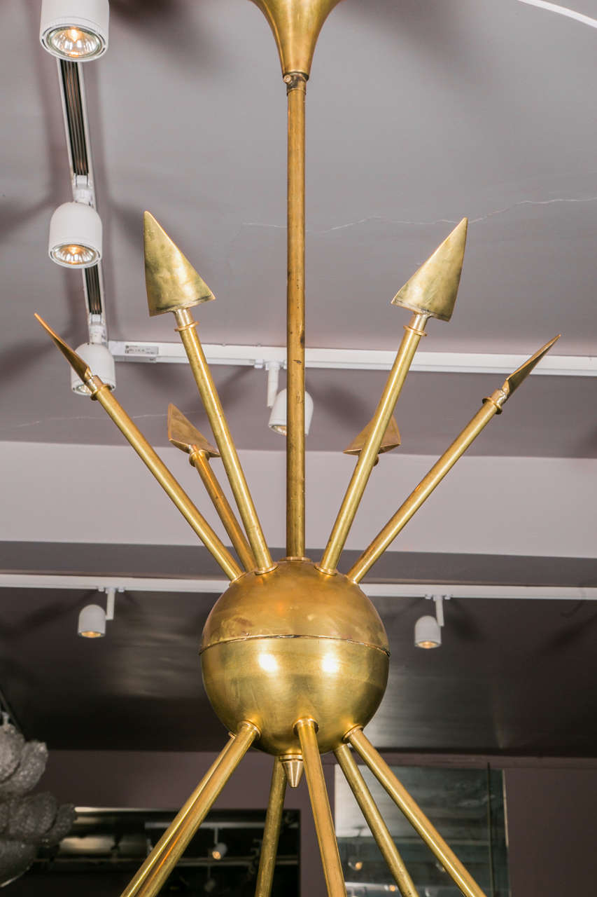 Late 20th Century Beautiful  Six-Arm Arrow Chandeliers with Murano Glass Globes
