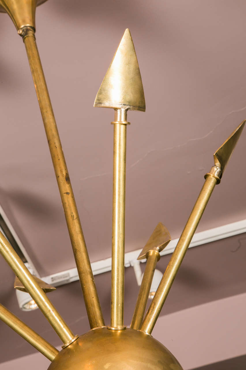 Beautiful  Six-Arm Arrow Chandeliers with Murano Glass Globes 1