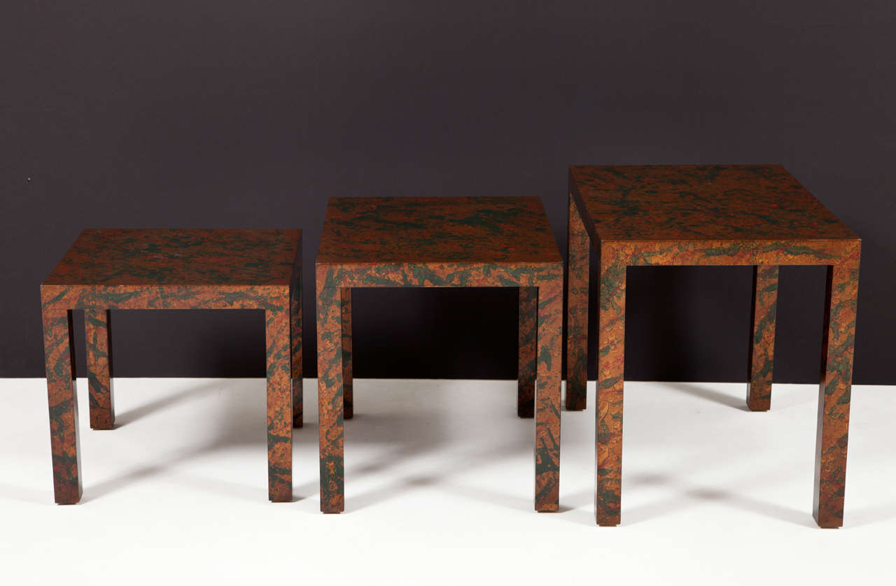 Mid-20th Century Oil Drop Lacquer Nesting Tables For Sale