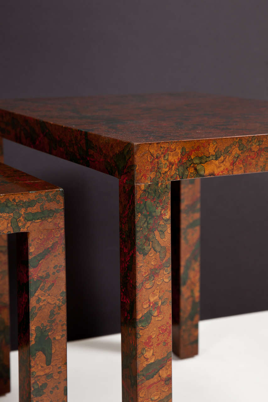 Wood Oil Drop Lacquer Nesting Tables For Sale