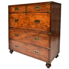 19th Century Mahogany Campaign Chest of Drawers