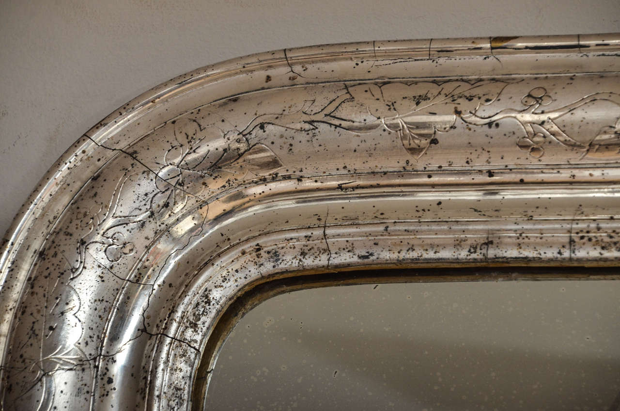 19th Century Louis Philippe Silver Giltwood Mirror For Sale 2