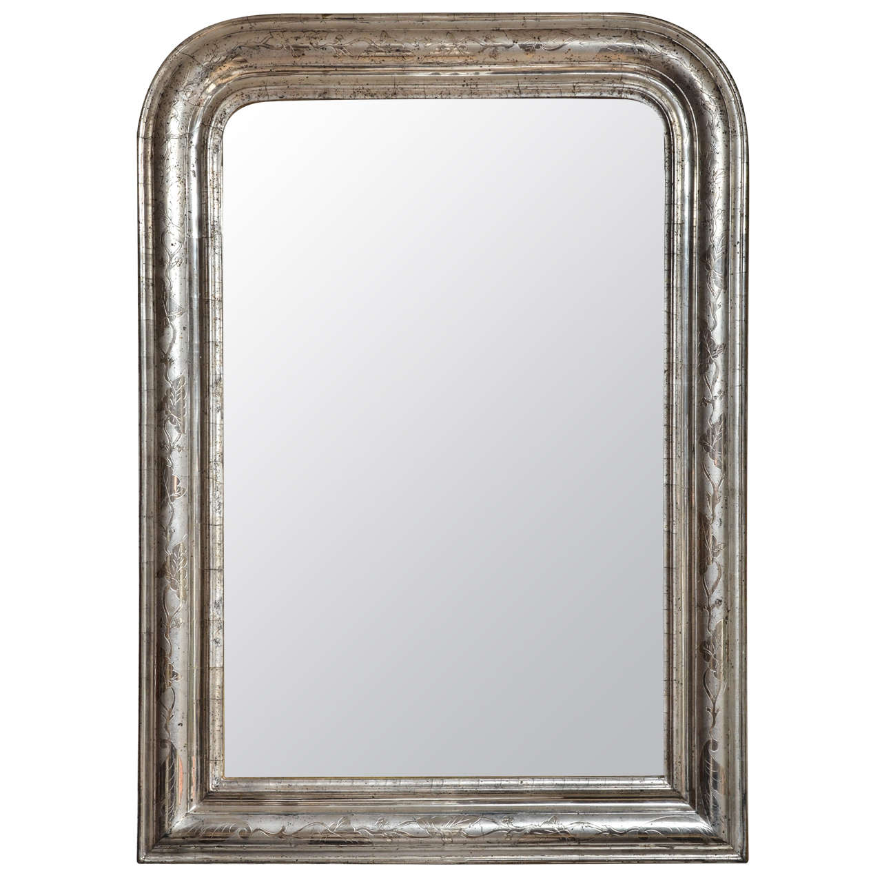 19th Century Louis Philippe Silver Giltwood Mirror For Sale