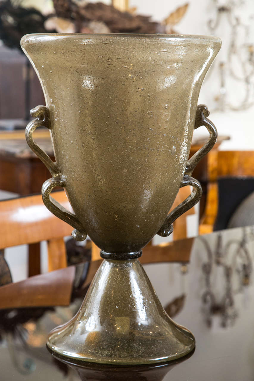 Very Large Pair of Grey Murano Up-light Urns