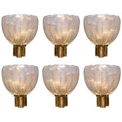 Exquisite Vintage Murano Wall Lights Signed Barovier e Toso