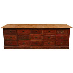 19th Century Large Chest of Drawers in Red