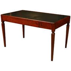 19th Century Lavagna Stone Table in Cherrywood with Black Stone Top