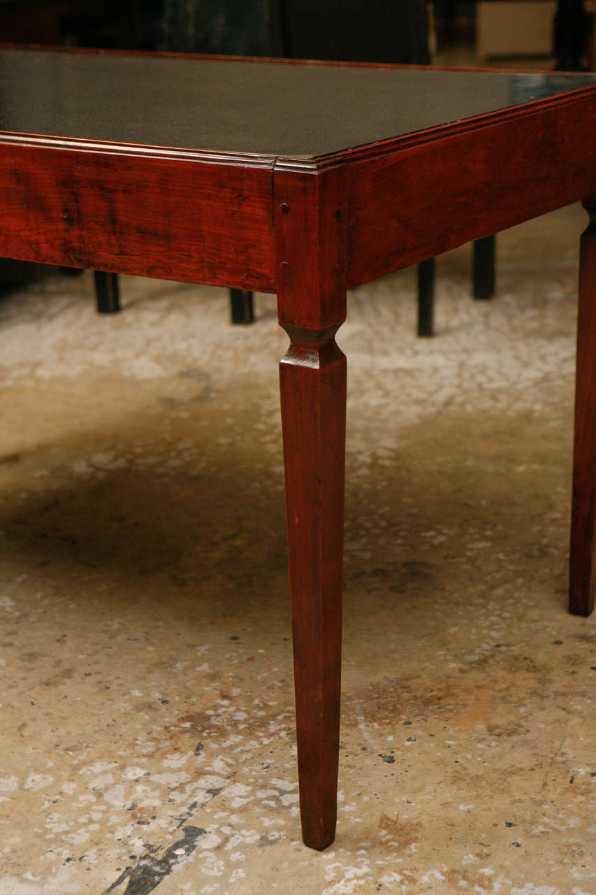 Late Victorian 19th Century Lavagna Stone Table in Cherrywood with Black Stone Top