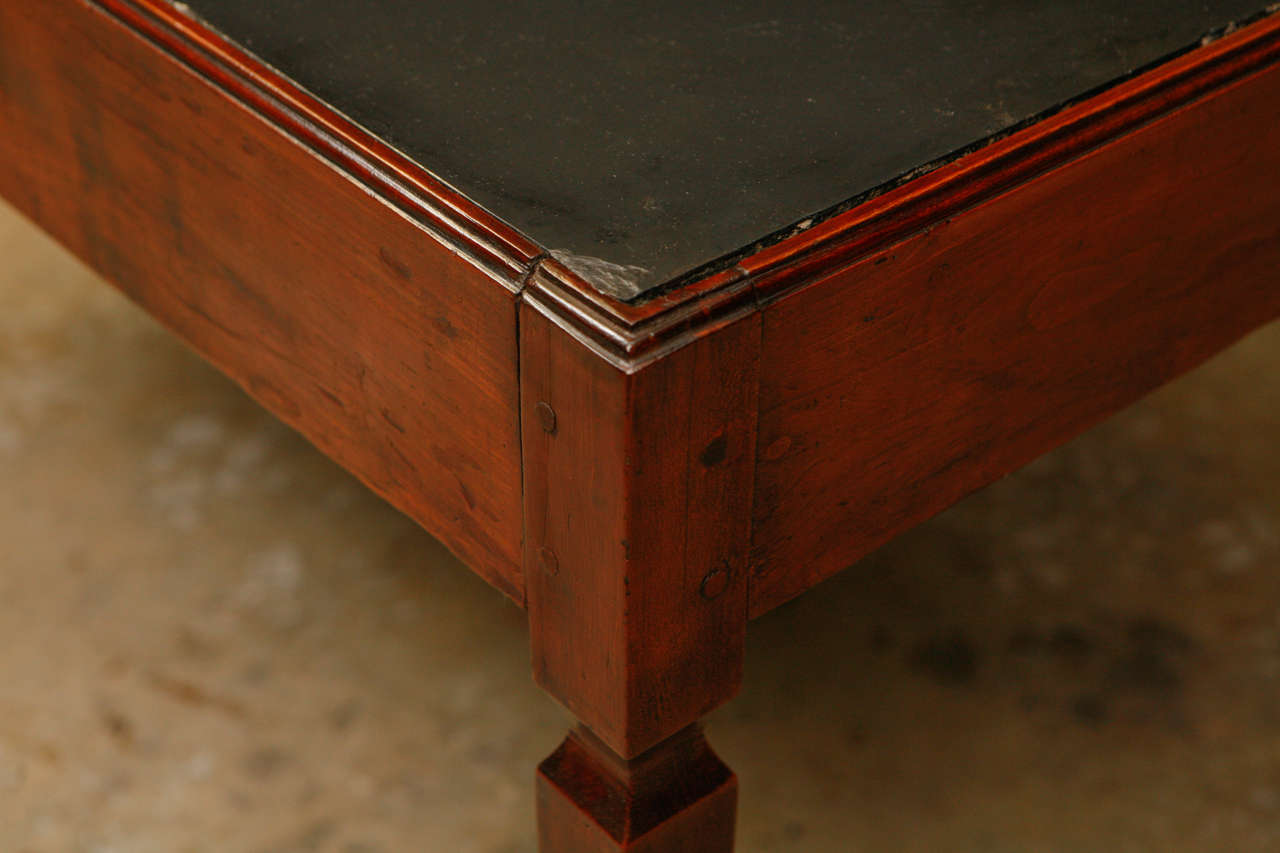 Italian 19th Century Lavagna Stone Table in Cherrywood with Black Stone Top