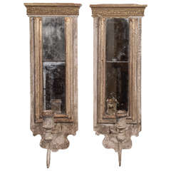 Pair of Sconces Made from 18th-19th Century Fragments and Mercury Mirror