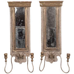 Pair of Two-Light Sconces with Mercury Mirrors