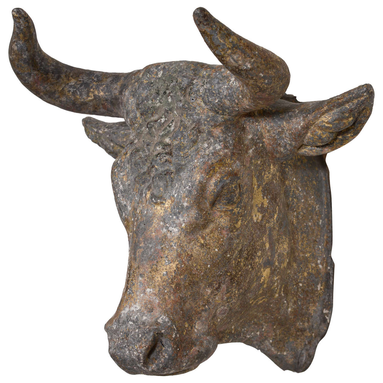 19th Century French Zinc Bull Head