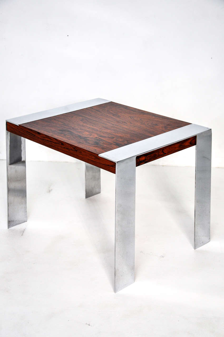 Rosewood and chrome side table. Fully restored and refinished. 

 