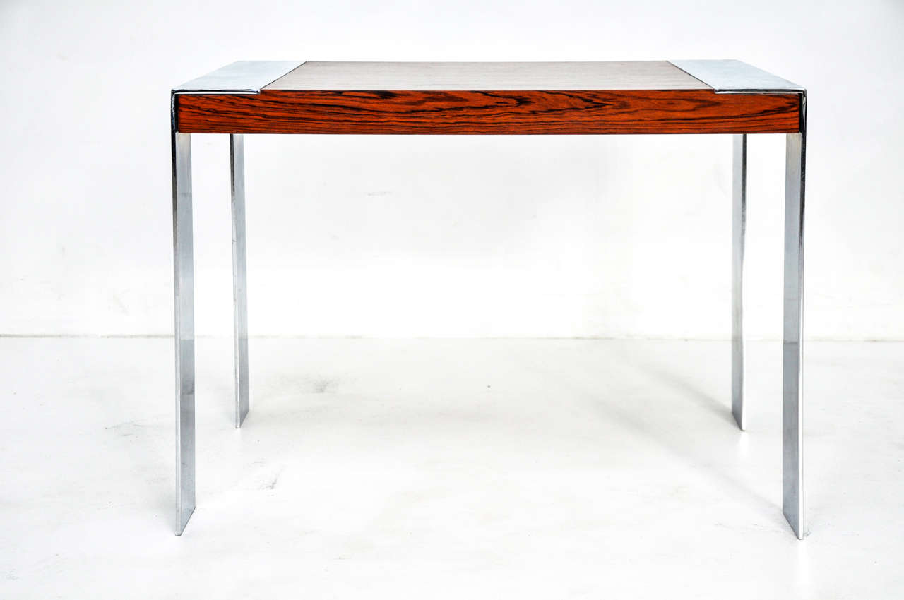 Chrome Rosewood Side Table