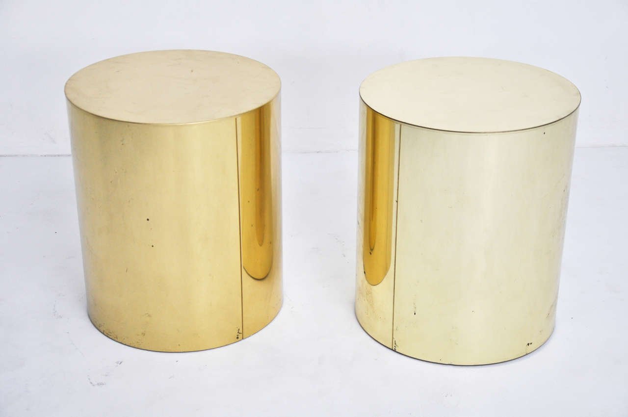 C. Jere Brass Drum End Tables 1