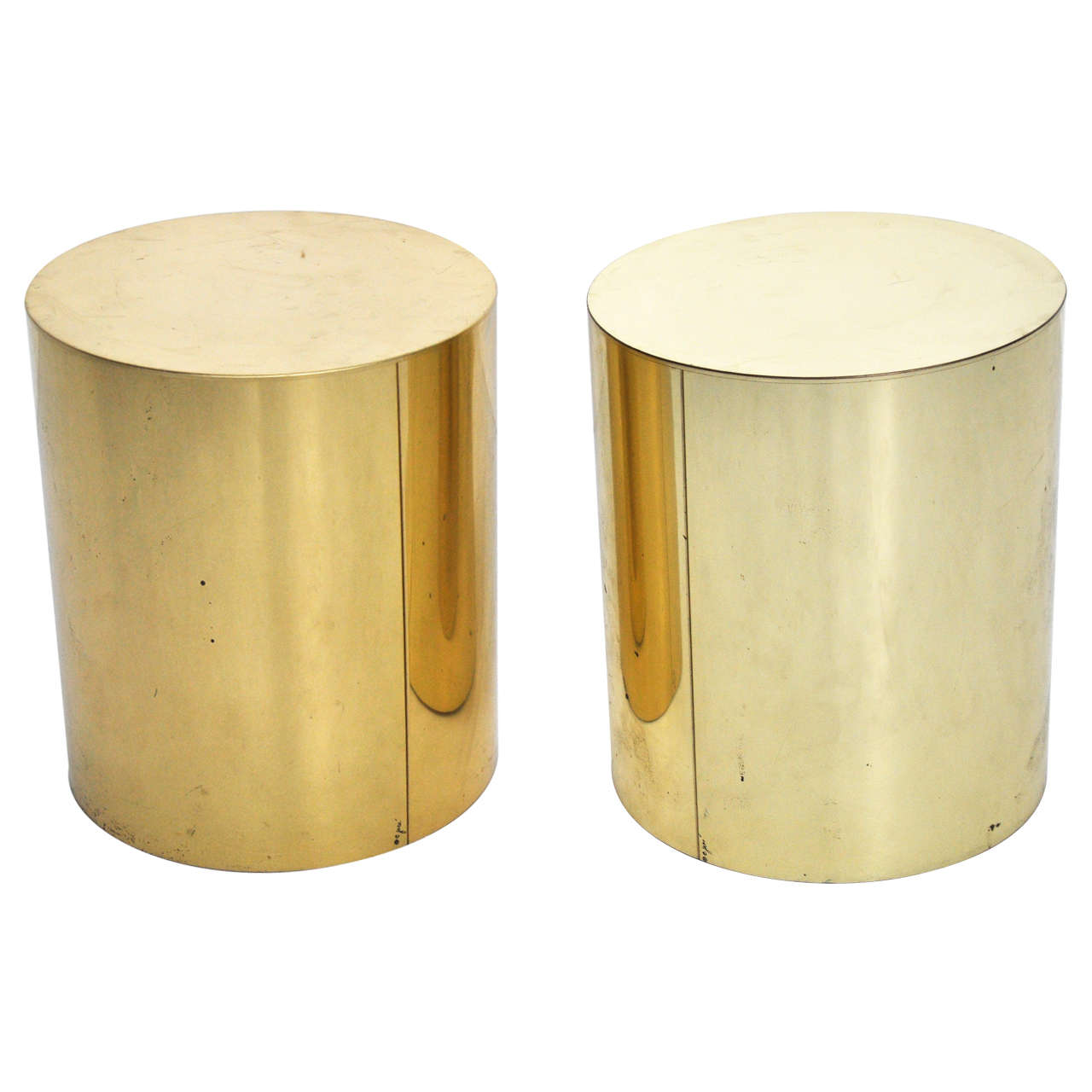 C. Jere Brass Drum End Tables